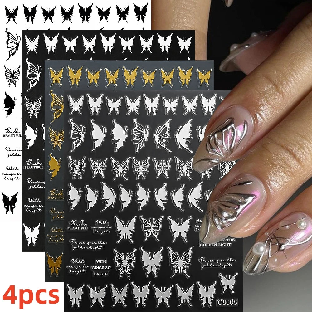 7pcs/Set Bronzing Gold/Silver Nail Art Sticker Sun Stars Moon Design Nail Decals 8*10CM Laser Bohemia Self-Adhesive Slider NLS