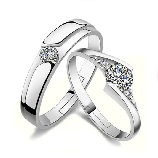 925 Sterling Silver Eternal Heart Zircon Size Adjustable Ring For Women Couple Wedding Engagement Party Fashion Charm Jewelry