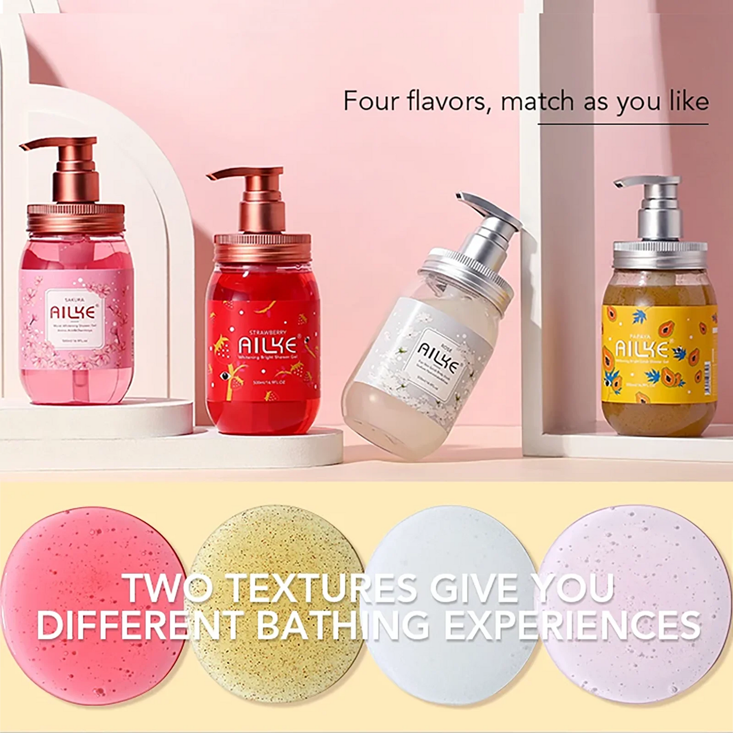 AILKE Bath foam female Whitening brightening  Scrub fragrant   body wash skin care lotion  Exfoliating Shampoo shower Gel spa