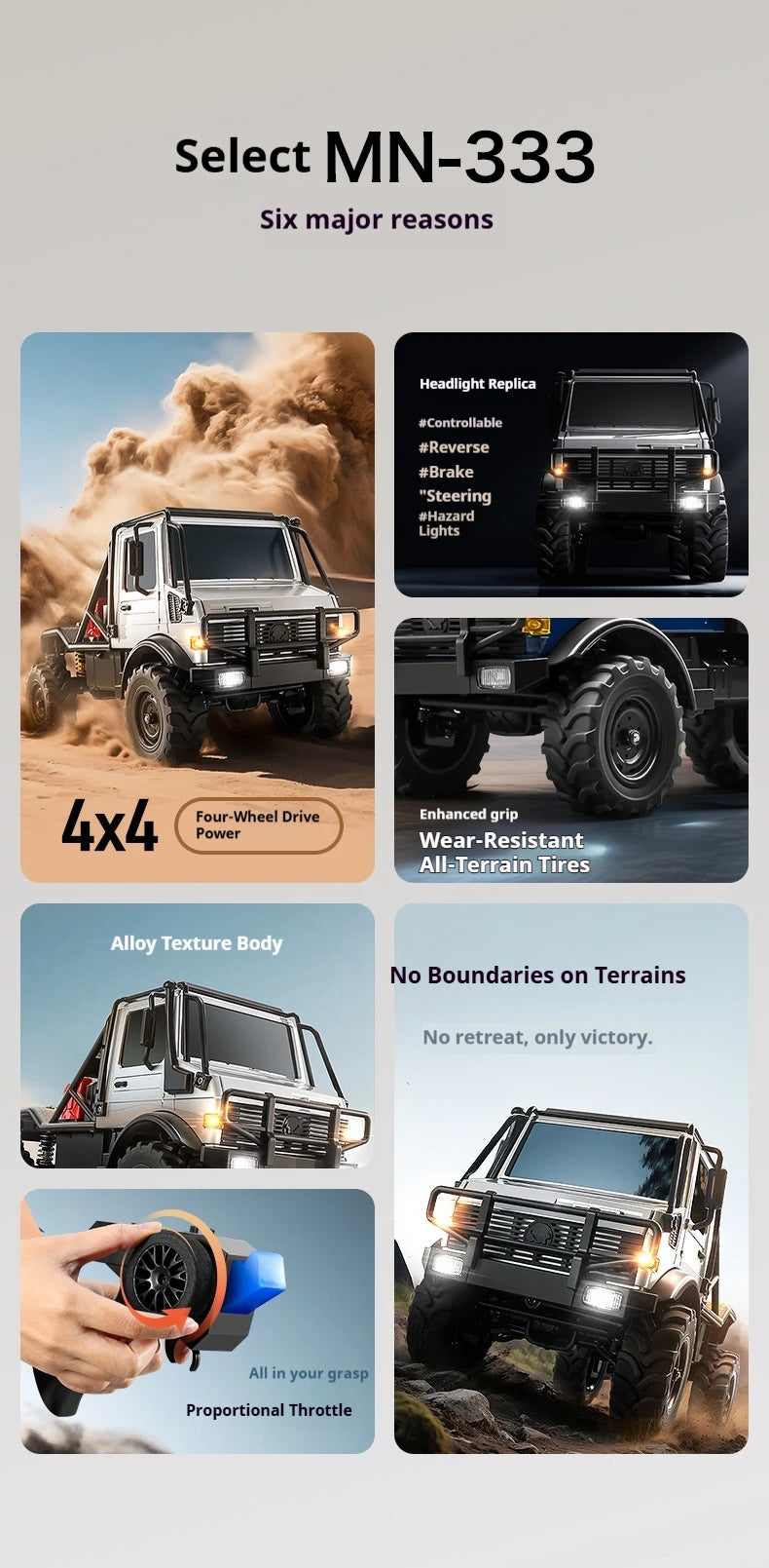 MN333 RC Car Unimog U4000 2.4GHz 1:18 4WD Full Proportional Throttle Steering Off-Road Vehicle Toy Gift Boy