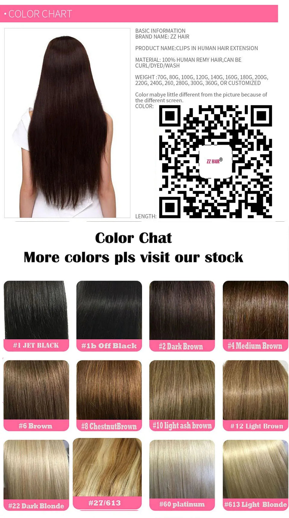 ZZHAIR 100% Human Remy Hair Extensions 2pcs Set 16"-28" 100g-200g  Clips-in Two Pieces Natural Straight 1x20cm 1x15cm