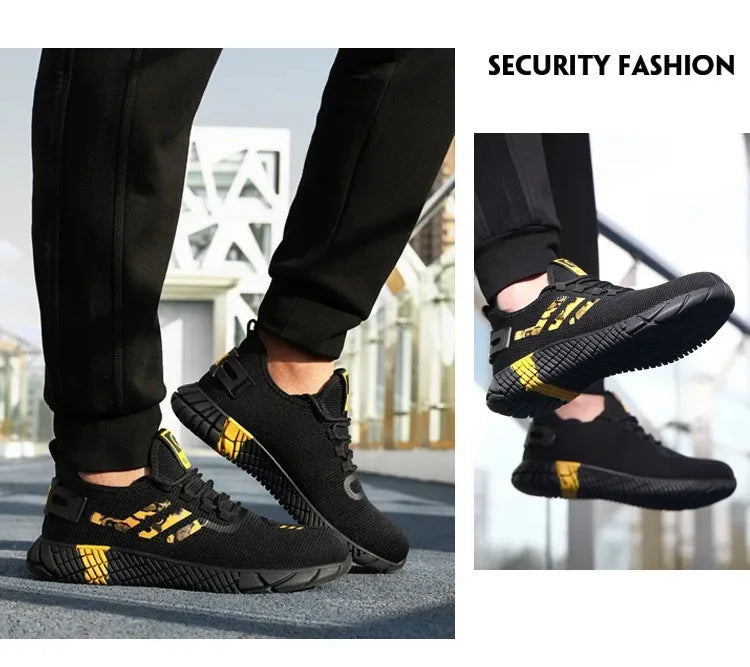 Work Sneakers Men Safety Shoes Construction Steel Toe Work Shoes Safety Boots Men Shoes Anti-Puncture Working Summer Kevlar