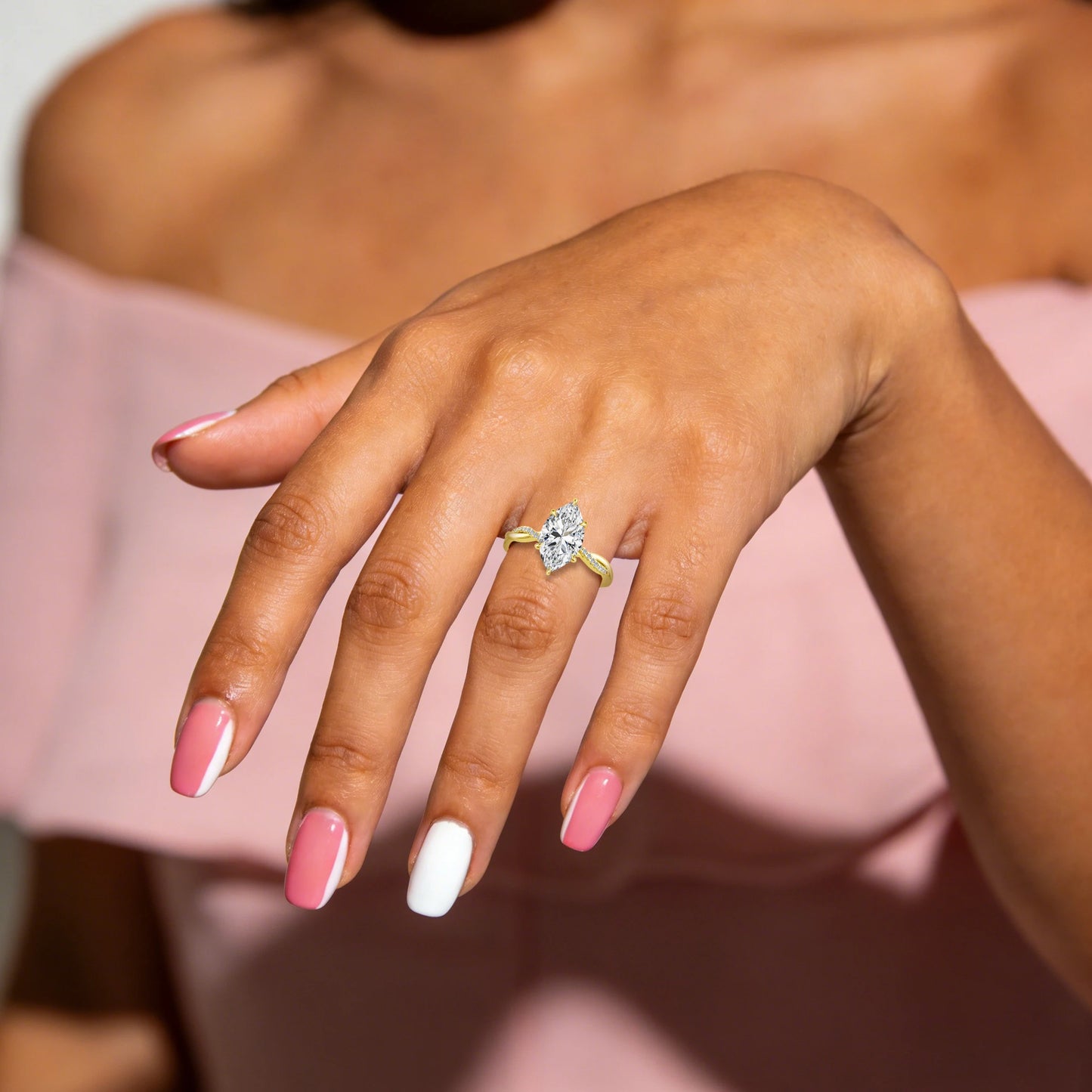 14K Gold Filled 3CT Marquise Moissanite Bride Engagement Ring Set D Color GRA Certified Gemstone Wedding Band Custom Jewelry