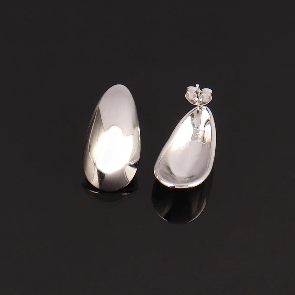316L Stainless Steel Hoop Huggies Earrings For Women Exaggerated Texture Studs Earrings Girl Geometric Daily Jewelry Gifts