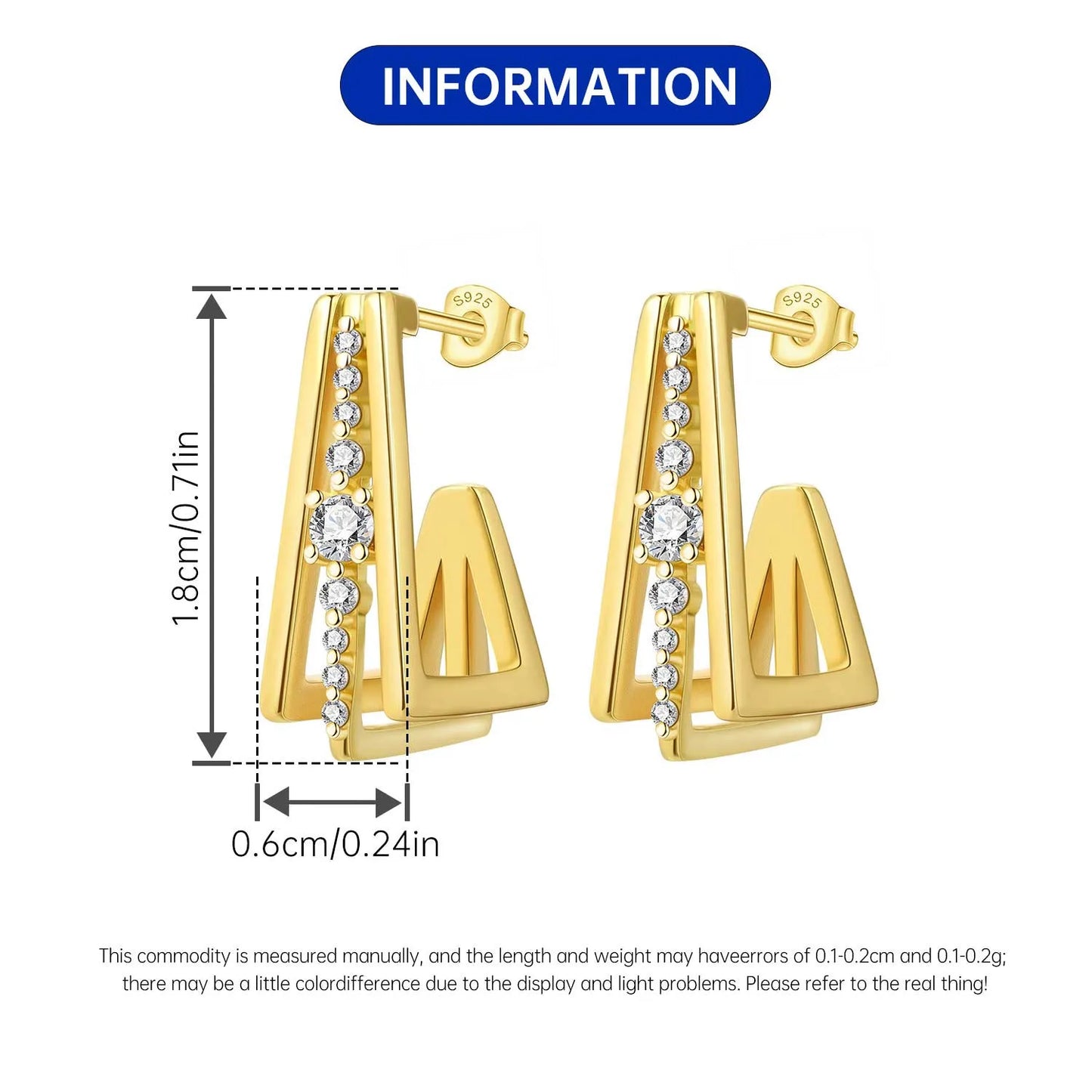 CYCUFF S925 Sterling Silver Zircon Simple Geometry Big Double Ring Earrings Birthday Party Gift Trend 2025 Jewelry Women Earring