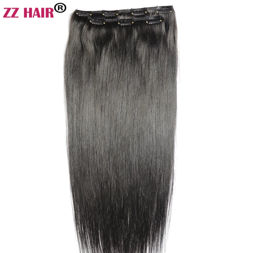 ZZHAIR 100% Human Remy Hair Extensions 2pcs Set 16"-28" 100g-200g  Clips-in Two Pieces Natural Straight 1x20cm 1x15cm