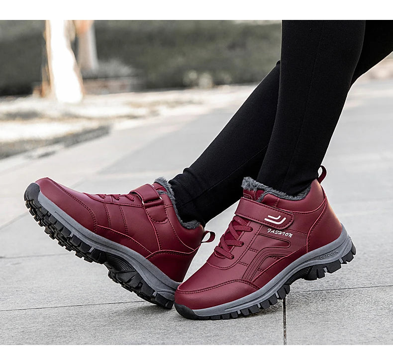 Winter Men's Snow Boots Women Slip On Winter Shoes Waterproof Comfortable Ankle Boots Sneakers Plush Hiking Walking Couple Shoes