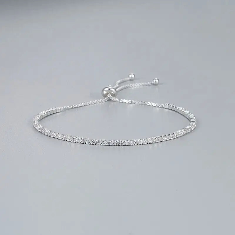 925 Sterling Silver Bracelet Vera Elegant Zircon Tennis Zircon Crystal Bracelet For Women Fashion Simple Engagement Wedding Glam