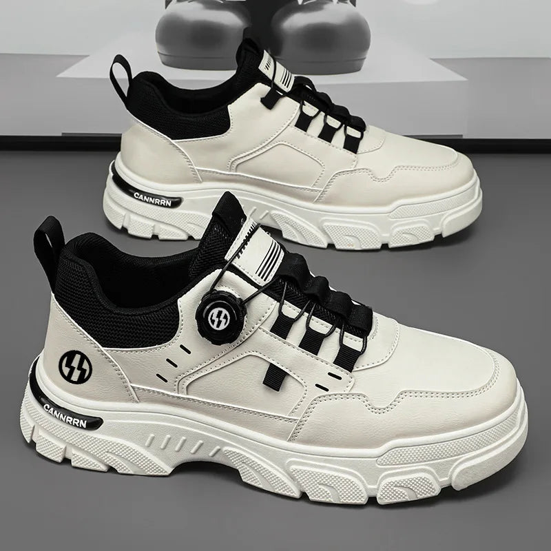 Autumn Men's Shoes 2024 New Breathable Workwear Men's Trend Versatile White Shoes Men's Thick Soled Casual Board Shoes