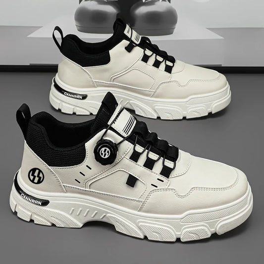 Autumn Men's Shoes 2024 New Breathable Workwear Men's Trend Versatile White Shoes Men's Thick Soled Casual Board Shoes