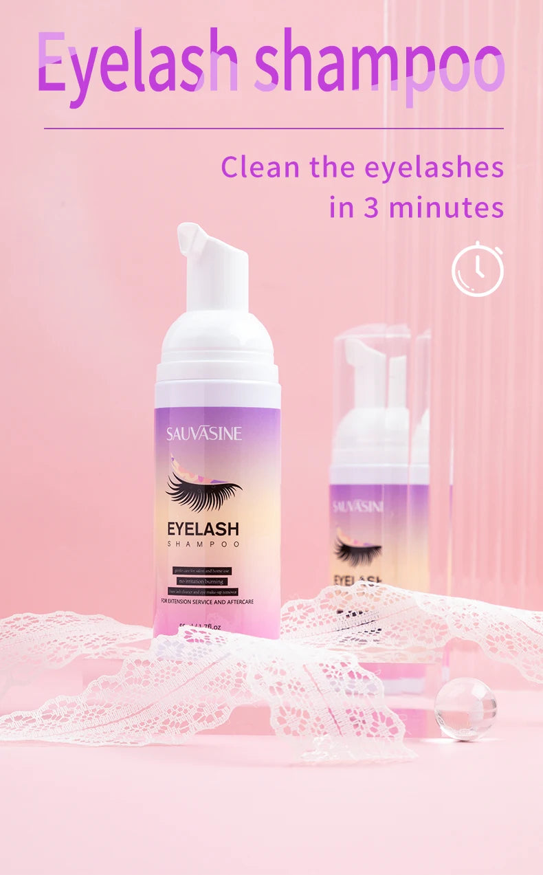 50ML Eyelash Extension Cleanser Shampoo Kit Mousse Fast Makeup Glue Removal Foam Set For Women Deeply Cleaning With Brush