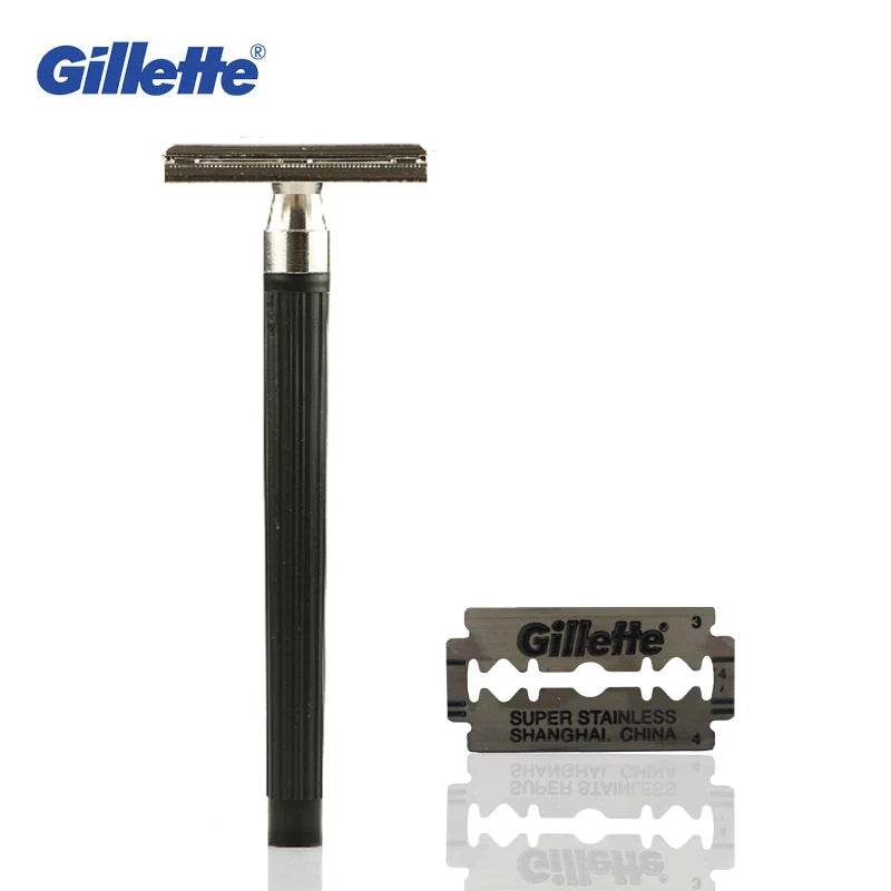 Gillette Super Blue Razor Men's Safety Manual Shaver Stainless Steel Blades Face Beard Hair Removal Classical Shaving Machine