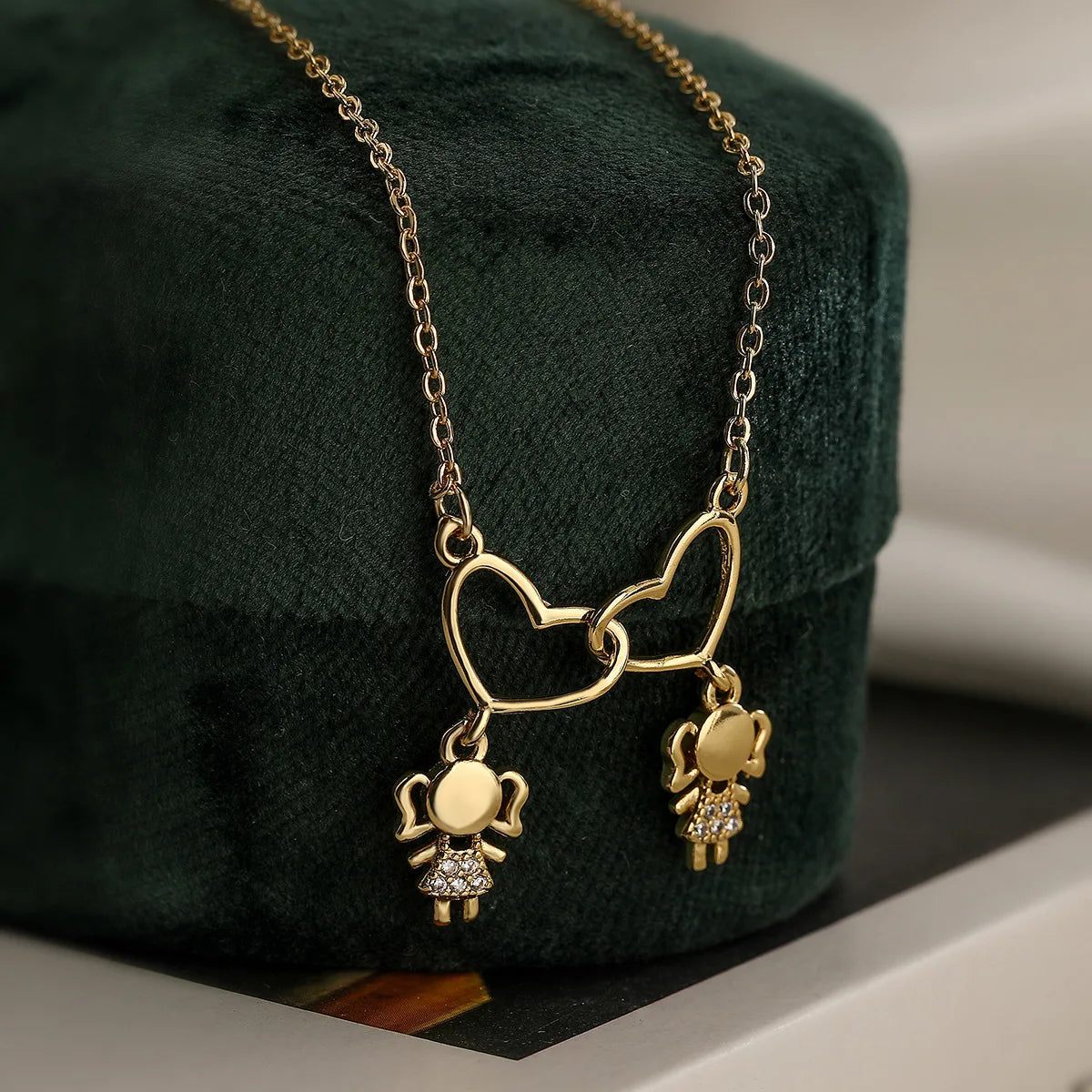 INS Design Girl/Boy Pendant Necklace For Women Girls,Stainless Steel Chain Cubic Zirconia Accessories Party Daily Jewelry