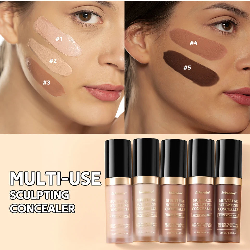 Multi-Use Foundation Long-lasting Matte Waterproof Oil Hight Full Coverage Highlight and Retouch Face Makeup for Women Lakerain