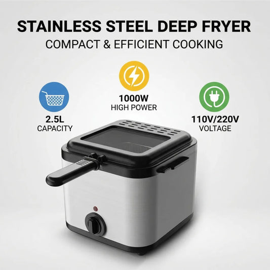 110V 220V 1000W 2.5L Square Fryer Multifunctional Electric Fryer French Fries Chicken Wings Snacks