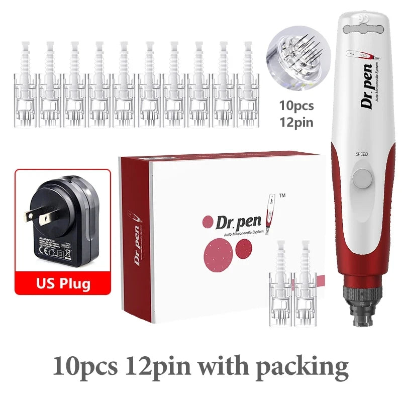 Dr.pen Ultima N2 with 12pcs Cartridge Nano Skin Care Kit 0.25mm Needle Derma Pen Micro Skin Rejuvenation Machine
