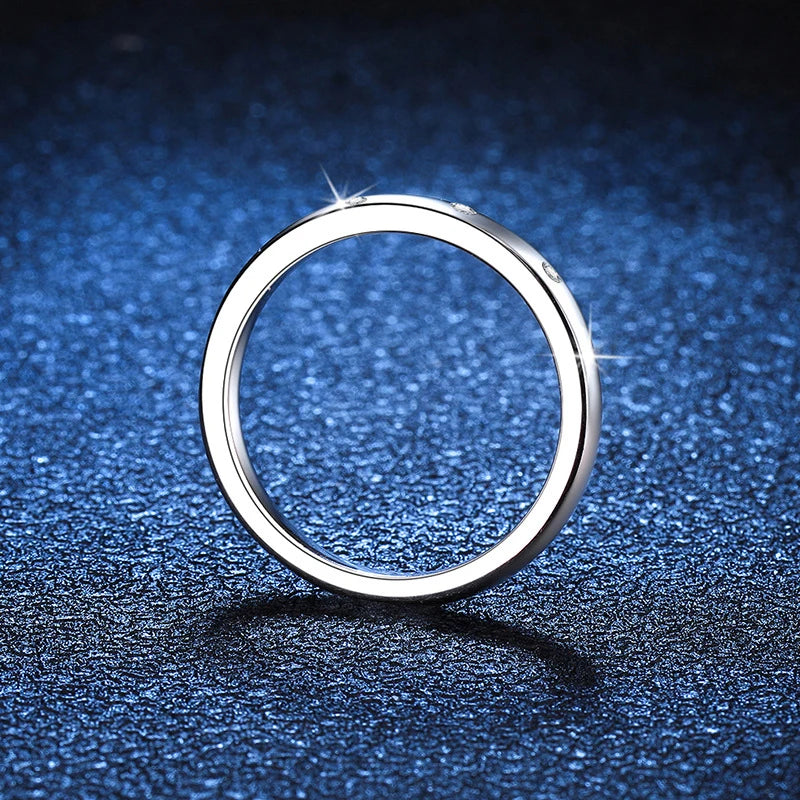 NeeTim Moissanite Ring for Women S925 Solid Silver with White Gold Plated Diamond Wedding Bridal Band Luxury Jewelry Gift