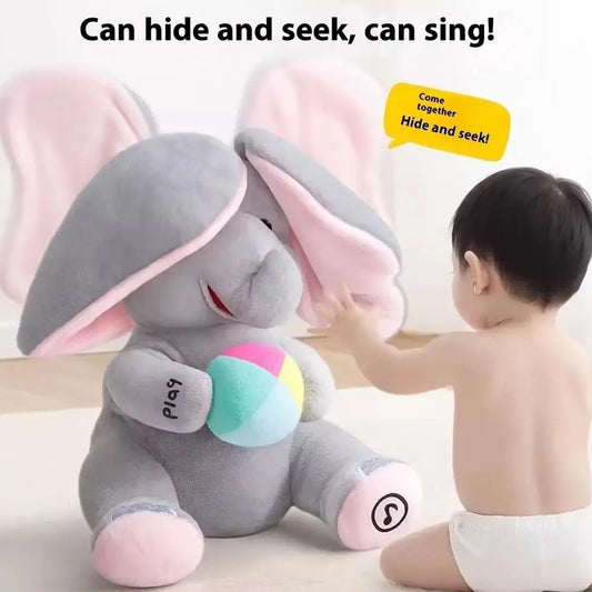 Hide-And-Seek Elephant Plush Toy Baby Interactive Singing Musical Toy For Soothing Children Head Up Training Toys Children Gift