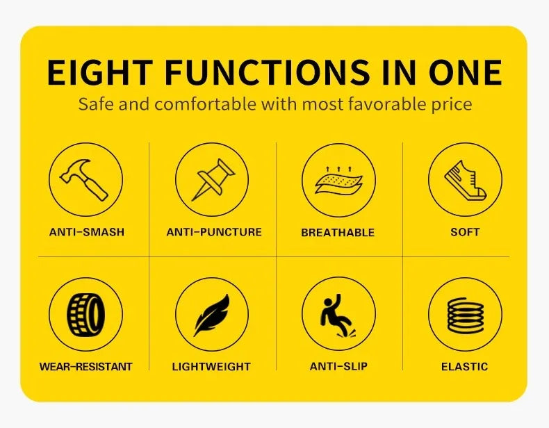 Work Sneakers Men Safety Shoes Construction Steel Toe Work Shoes Safety Boots Men Shoes Anti-Puncture Working Summer Kevlar