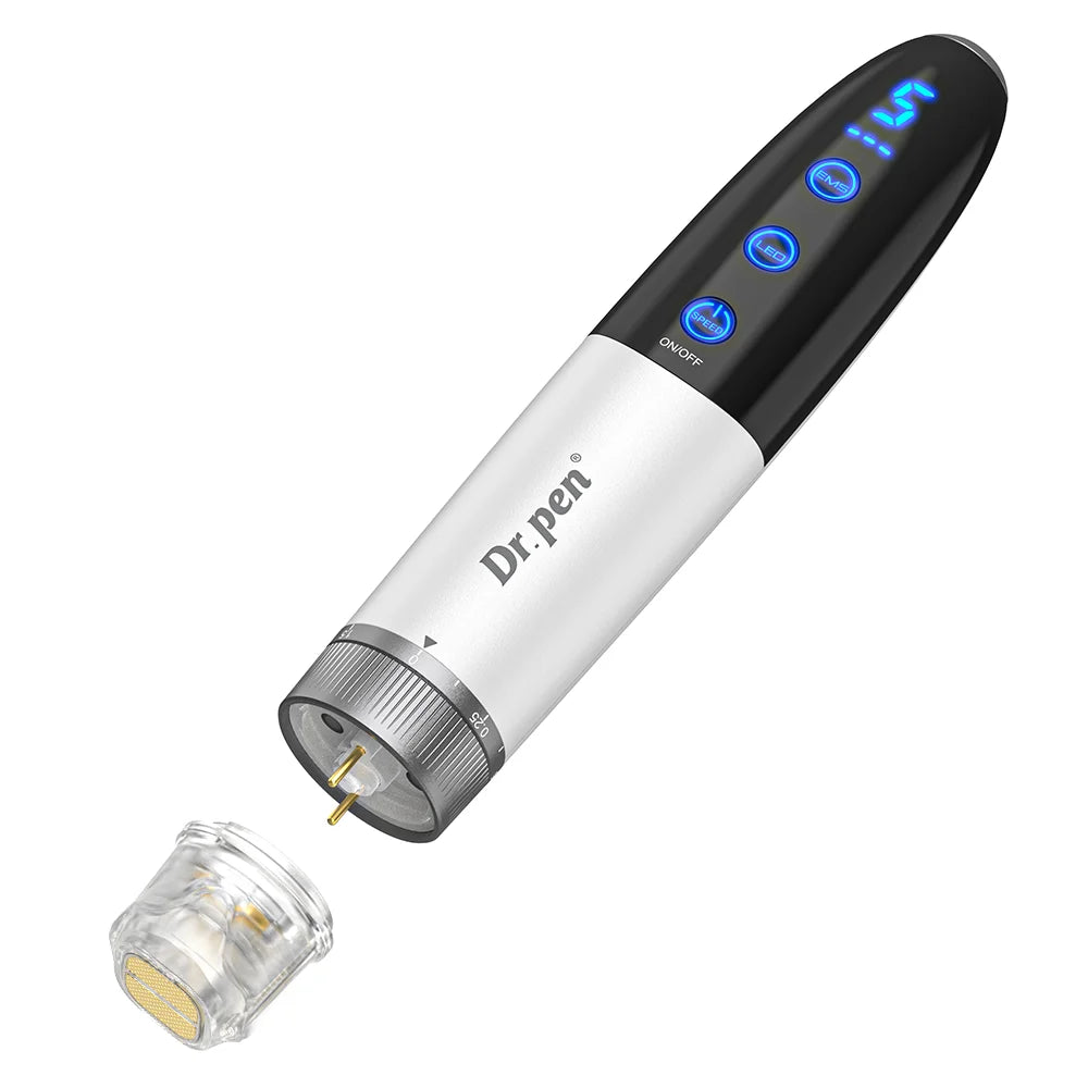 Dr.pen Q1S: Microneedle with EMS, Red/Blue LED, 700mAh Built-in Battery,2 Titanium Cartridge, Needle length 0.25 mm