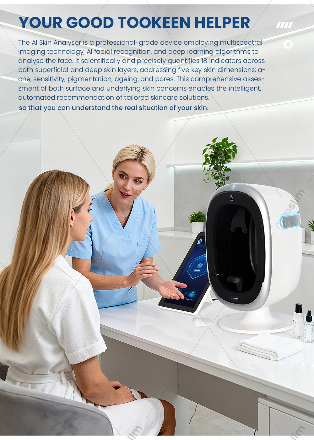 AISIA  O1 3D AI Facial Skin Analyzer Detection Skin Problem Diagnosis 8 Spectrum Professional Analysis Beauty Salon Equipment