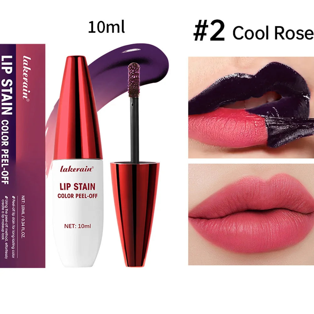 Peel Off Rose Pink Lip Gloss Matte Outline Contour Tattoo Lip Stain Waterproof Transfer Resistant Tear Off Natural Lip Tint Gift