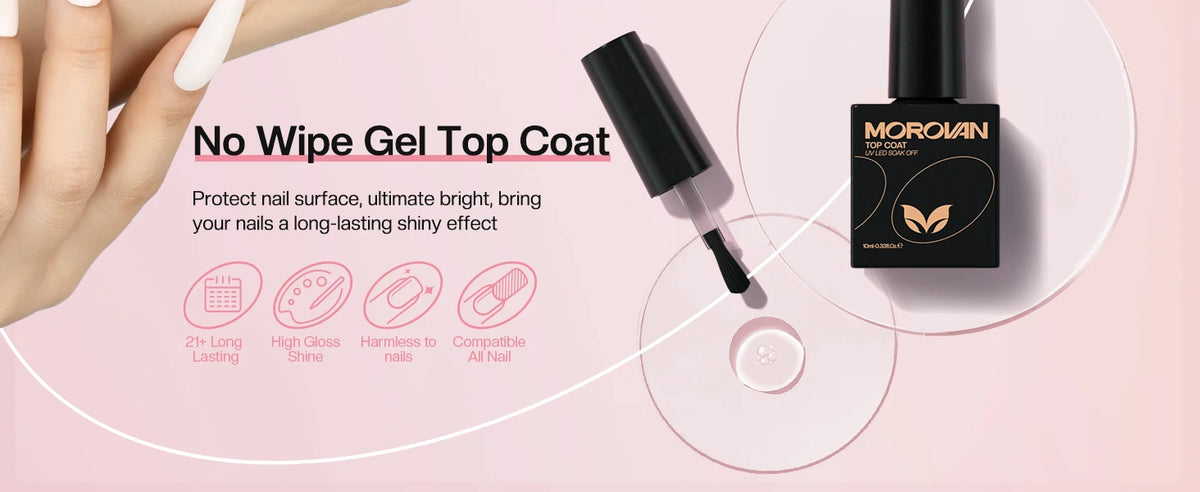 2Pcs 10ML Gel Top Coat Base Coat No Wipe For Natural Nails UV Gel Nails Acrylic Nails Long Lasting Soak Off Top Base Coat Set
