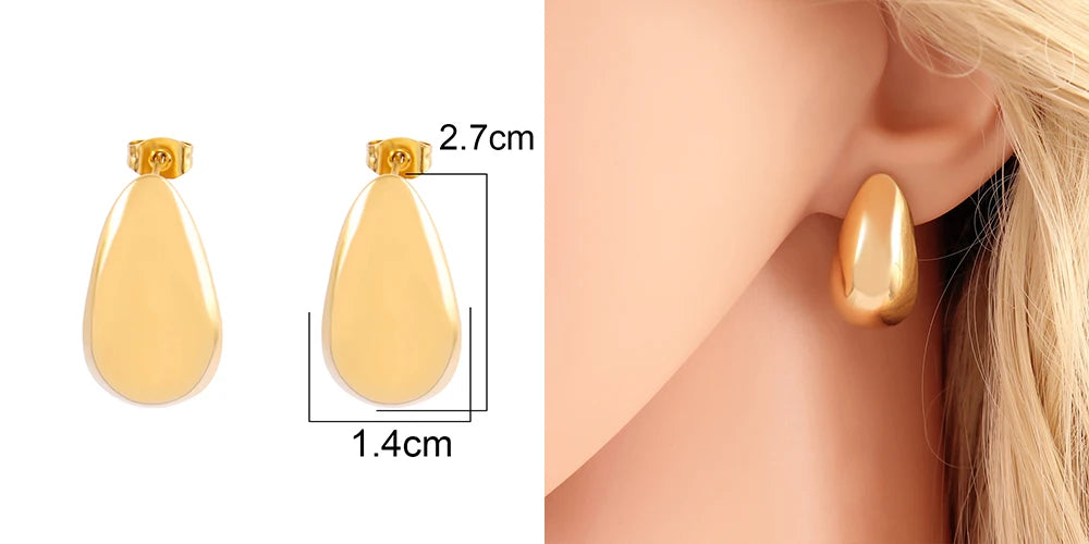 316L Stainless Steel Hoop Huggies Earrings For Women Exaggerated Texture Studs Earrings Girl Geometric Daily Jewelry Gifts