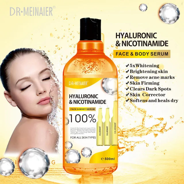 500ML Vitamin C AHA HYALURONIC& NICOTINAMIDE Face Serum Spots Eraser Corrector Whitening Moisturizing Lightening Body Cream