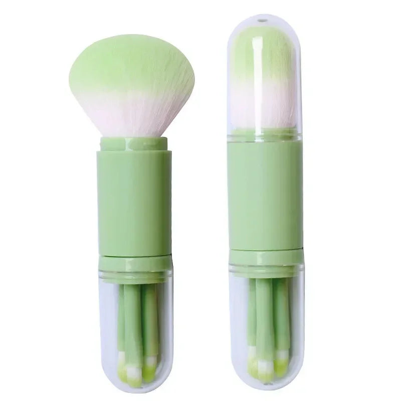4pcs/set 4 In 1 Telescopic Makeup Brush Portable Travel Makeup Brushes Set Eyeshadow Loose Powder Mini Makeup Brush Beauty Tools