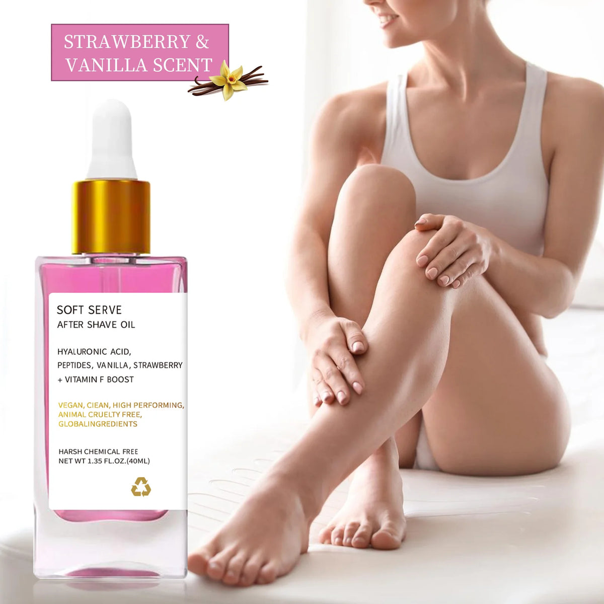 After Shave Oil Strawberry Vanilla Truly After Shave Oil For Smooth Skin Moisturizes Soft Skin Care Women Serve Shave Oil