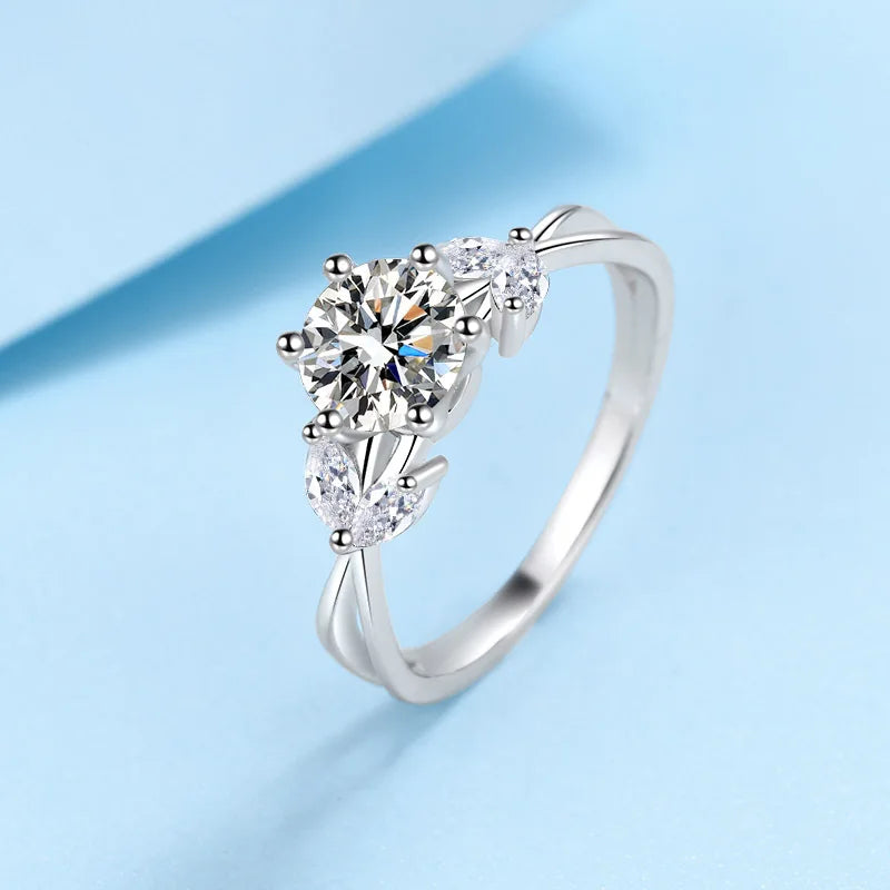 6.5MM 1CT D Color Moissanite Ring S925 Sterling Silver super Sparkling Ring Woman Man Daily Wear Engagement Wedding Rings Gift