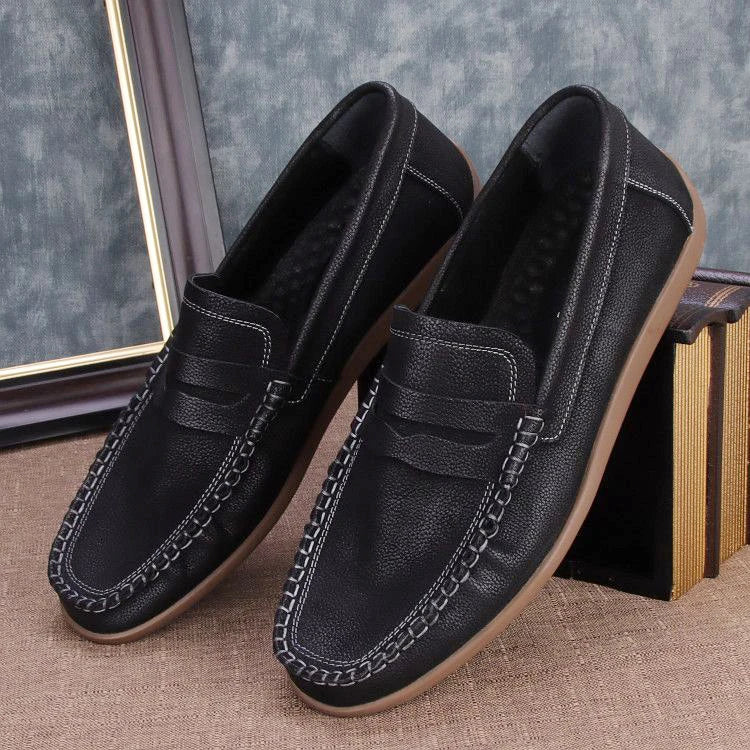 EAGSITY High quality Cow leather outdoor casual shoes slip on Men's loafer shoes slip on retro sneaker work shoes