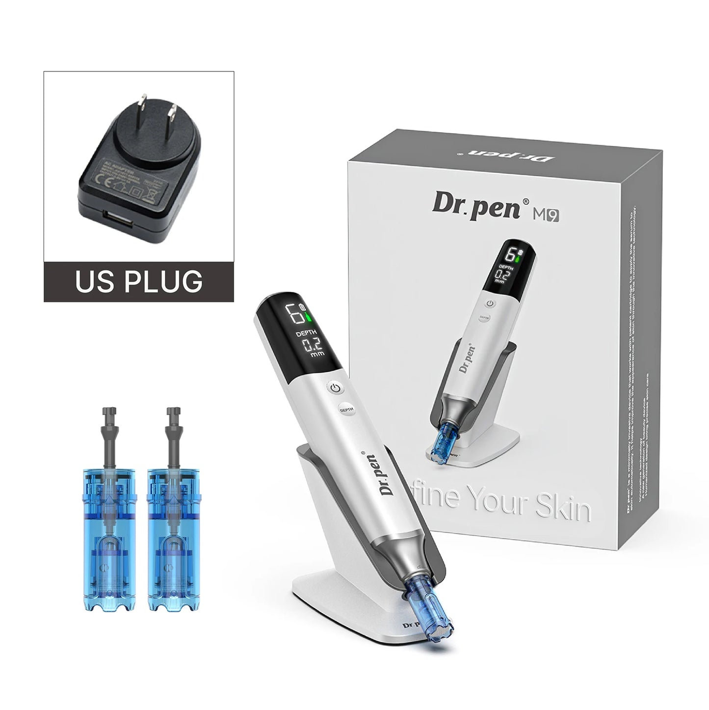 Professional Dr.pen M9 Microneedle Device With Hello Face M300 LED Mask Beauty machine Needle length 0.25 mm
