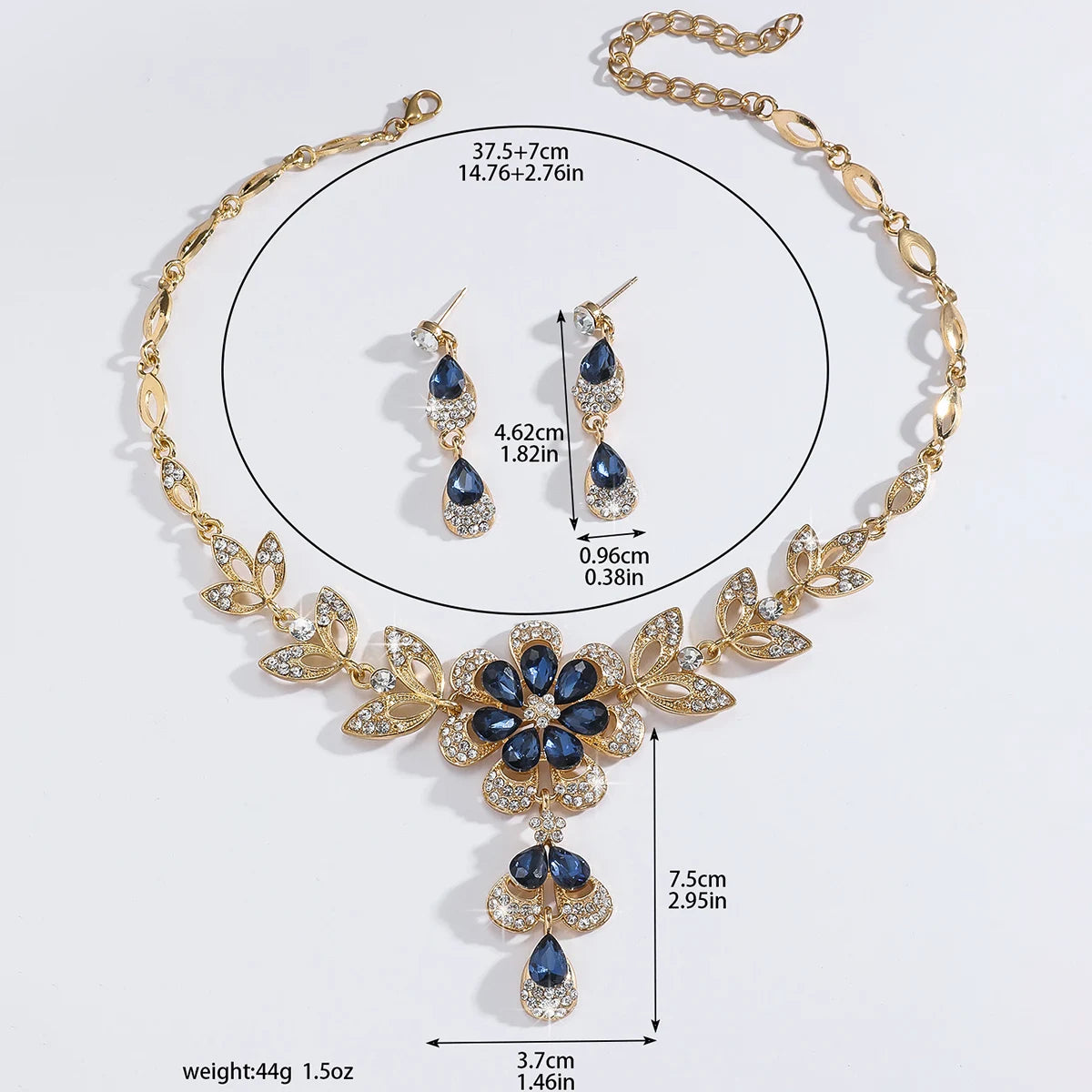 Luxury Color Matching Unique Necklace Earring Set Date Party Banquet Bridal Wedding Dress High End Jewelry