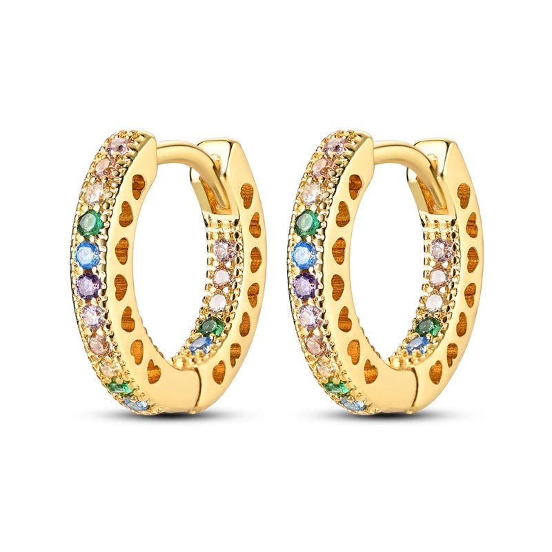 925 Sterling Silver Pave Round Shape Geometry of Simple Earring Hoop Earrings for Women Jewelry Wedding Engagement Birthday Gift