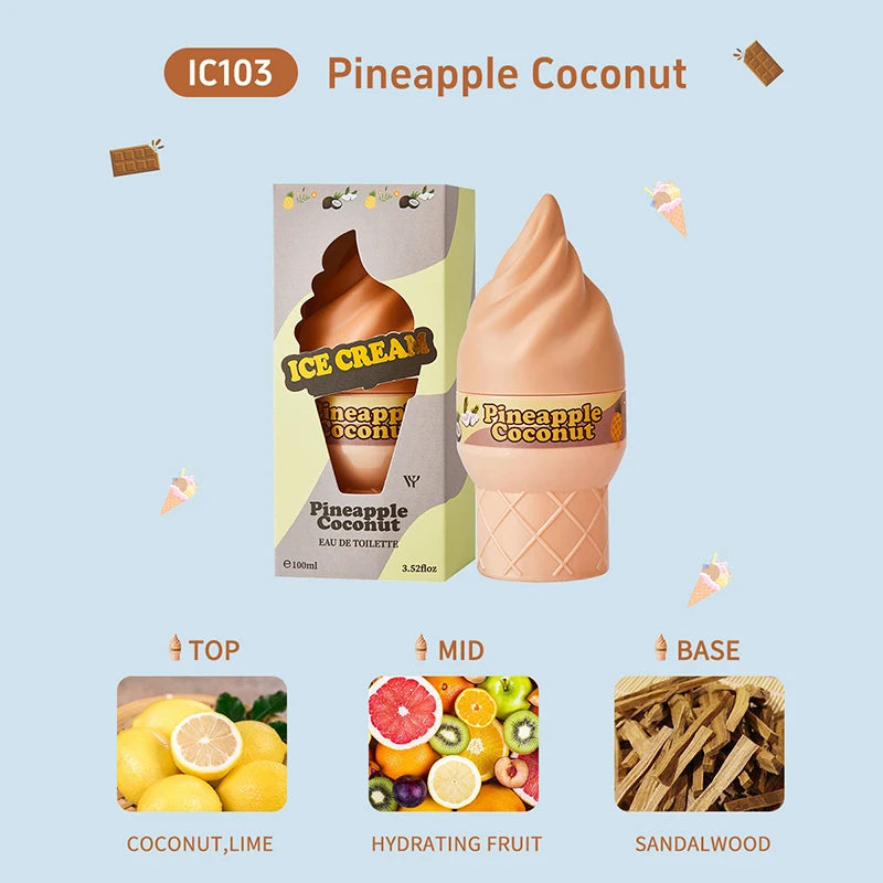 Sweet Ice Cream Perfume For Women, Delicious Gourmand Fragrance With Bergamot, Long Lasting Vanilla Perfume Oil Eau De Toilette