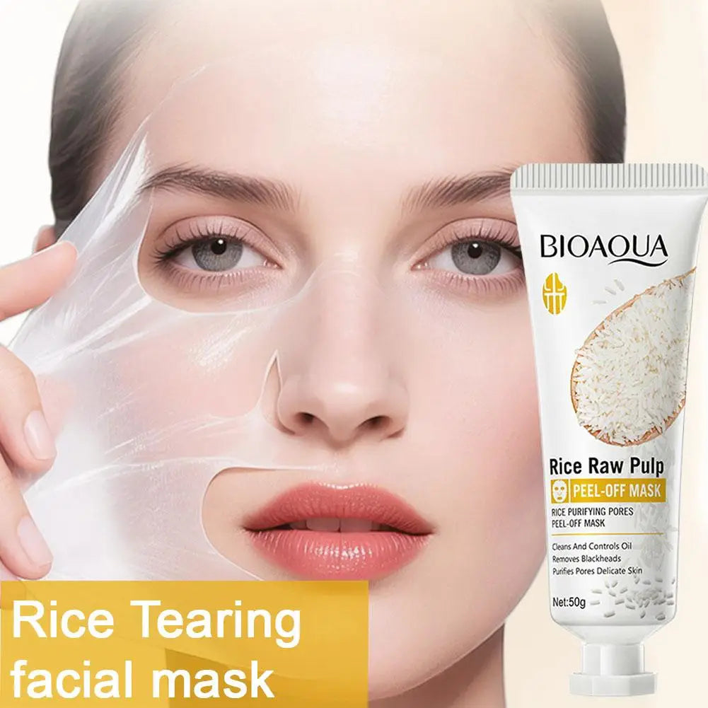 BIOAQUA Rice Raw Pulp Face Peel Off Mask Purifying Pores Clean Whitening Remove Blackheads Peeling Facial Masks Skin Care