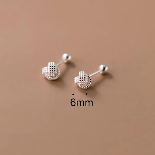 INZATT Real 925 Sterling Silver 4/6mm Wool Ball Screw Beads Stud Earrings for Women Party Classic Minimalist Fine Jewelry
