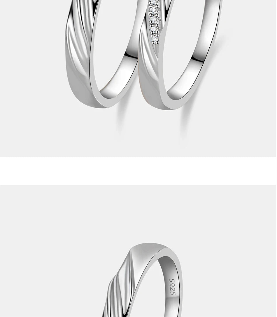 PERFANY  S925 Pure Silver Moissanite Ring for Women Men Classic Couple Ring Wedding Jewelry Christmas Gift