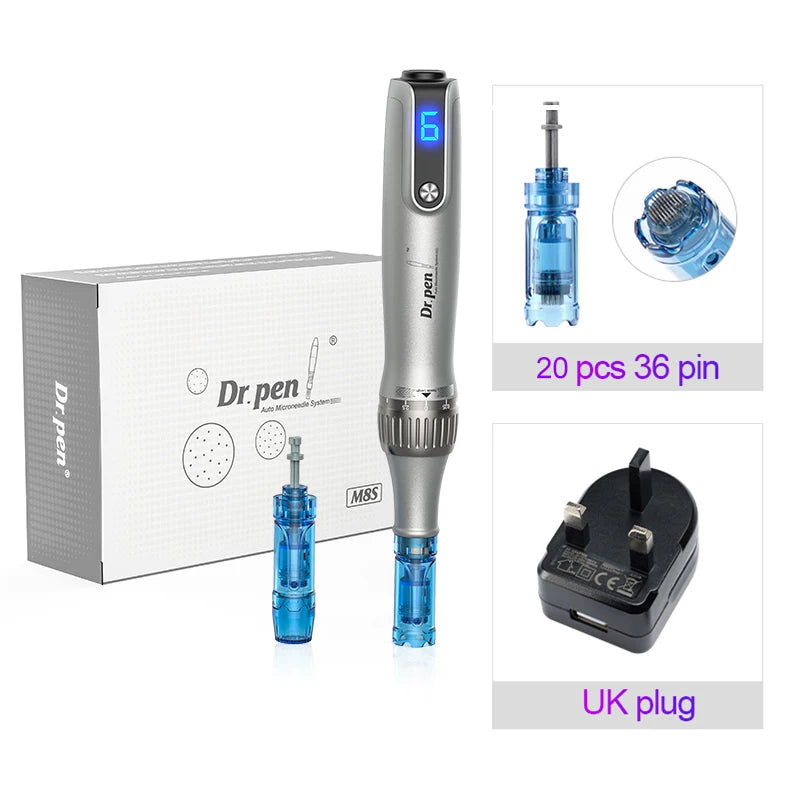 Authentic Dr pen Ultima M8S With 22 pcs Needle Pin Microneedling Pen Wireless Derma Pen Beauty Machine needle length 0.25 mm