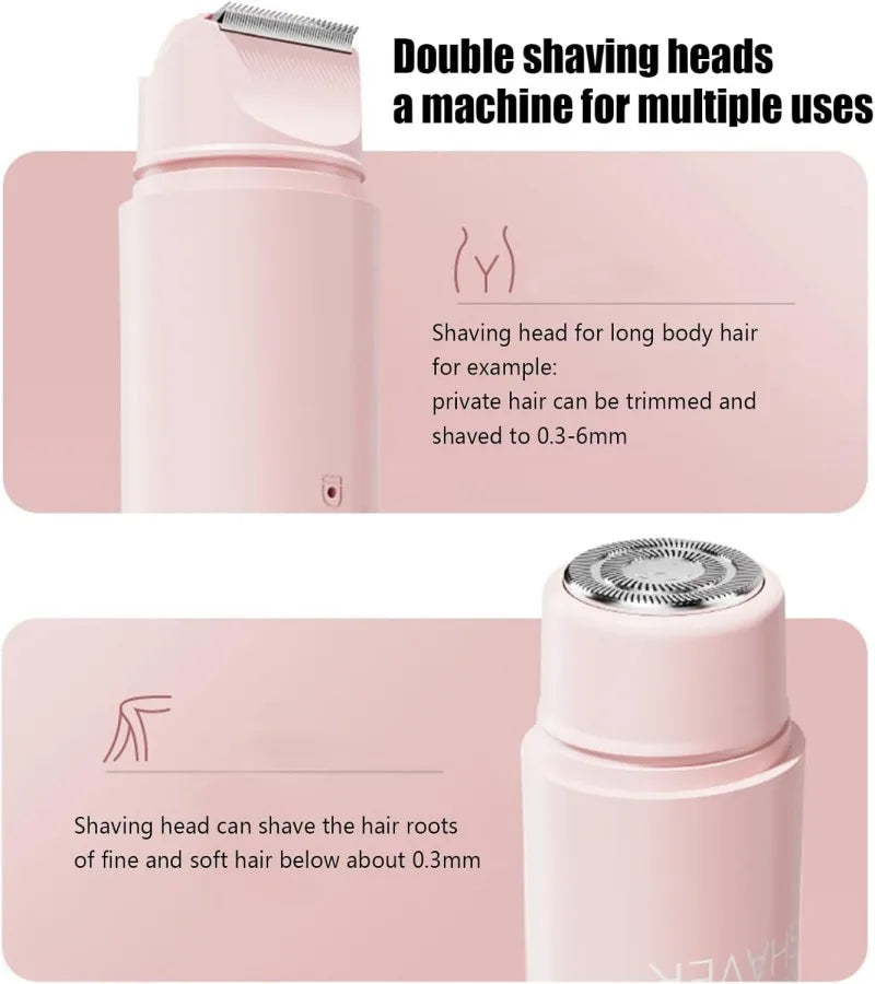 Double Head Electric Epilator Women Rechargeable Painless Hair Remover Shaver for Body Private Areas Bikini Gentle Trimming
