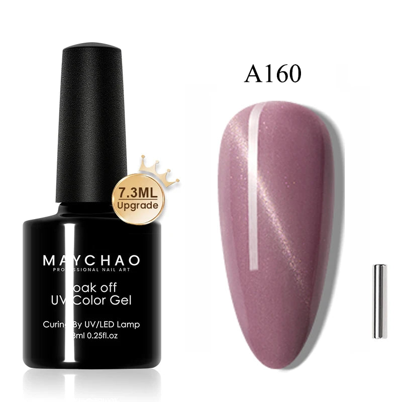 MAYCHAO 12ML Cat Eye Gel Nail Glitter With Magnet Soak off UV Holographic Magnetic Rainbow Gel Polish for Nail Art DIY Manicure