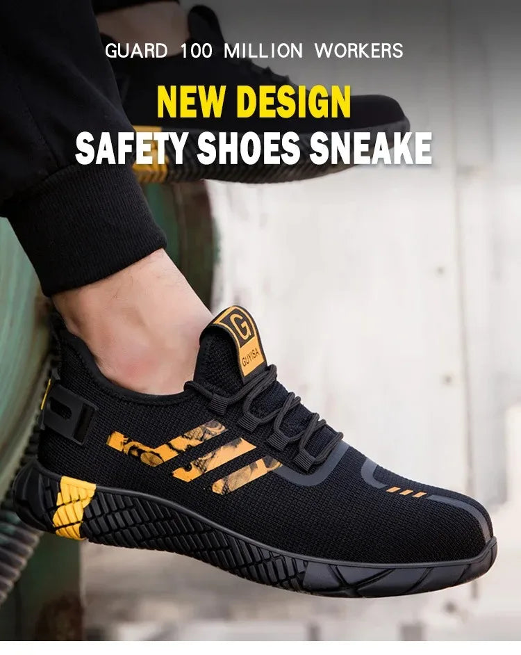 Work Sneakers Men Safety Shoes Construction Steel Toe Work Shoes Safety Boots Men Shoes Anti-Puncture Working Summer Kevlar