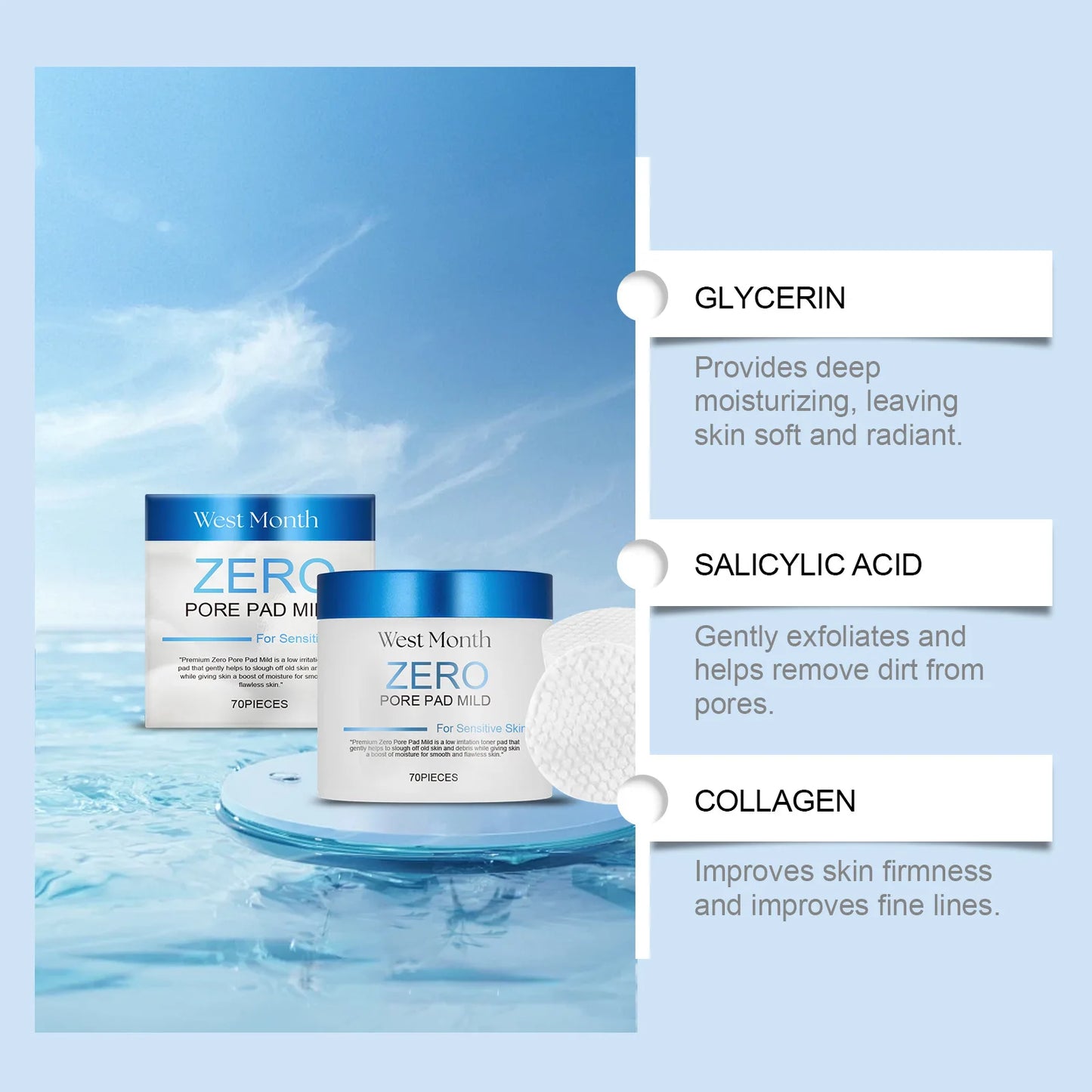 Salicylic Acid Cleaning Cotton Pads Shrink Pores Remove Blackheads Dead Skin Acne Repair Exfoliate Moisturizing Facial Skin Care