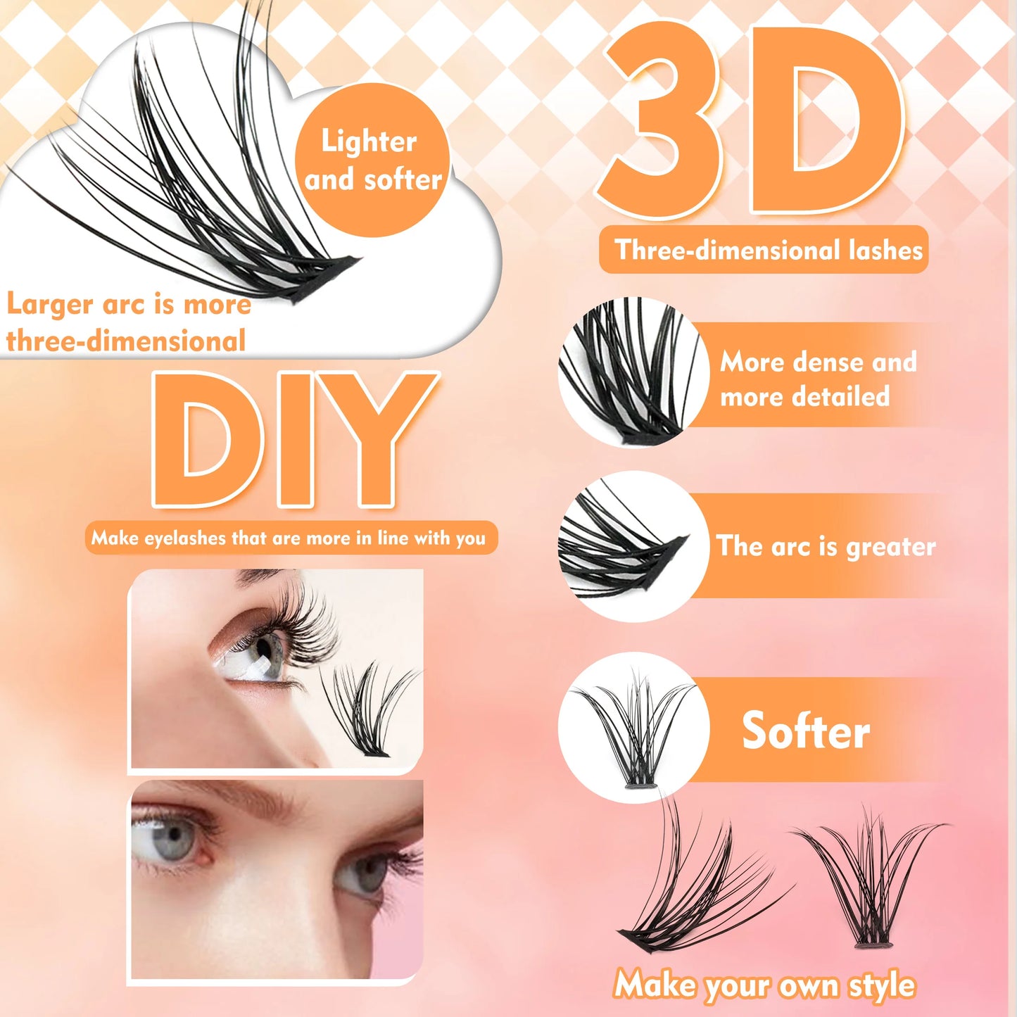 320pcs DIY Lash Extension Super Volume Cluster Count Lash Clusters Individual with Bond and Seal & Remover  Tweezers Makeup Tool