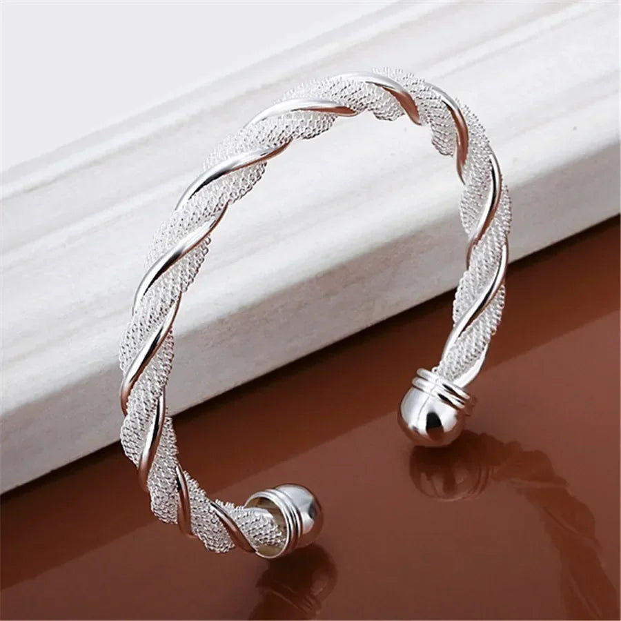 Valentine'S Day Christmas Gift Fashion 925 Sterling Silver Lovely Mesh Hot Bracelet Bangle Jewelry Wholesale Factory Price