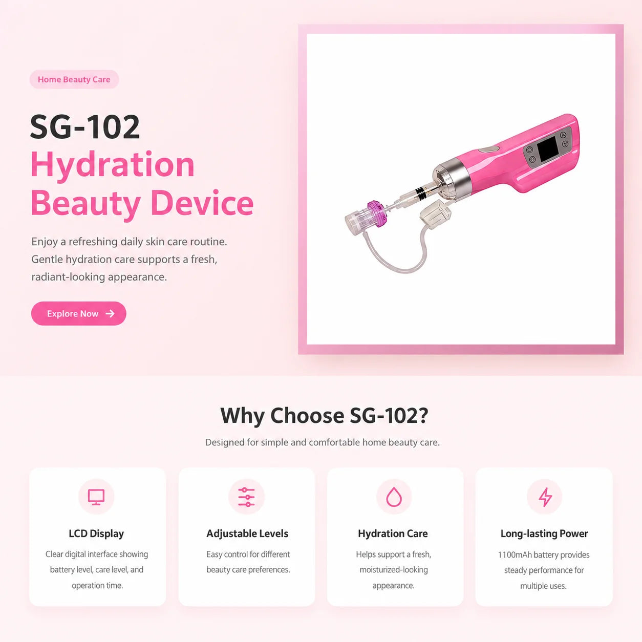 Negative pressure hyaluronic acid beauty gun vacuum activated cosmetic moisturizing facial beauty care tool