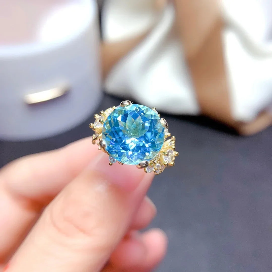 100% 925 Silver Ring Origin Blue Sapphire Jewelry for Women Anillos De Wedding Bands Sapphire Gemstone Anel Females Girls Box