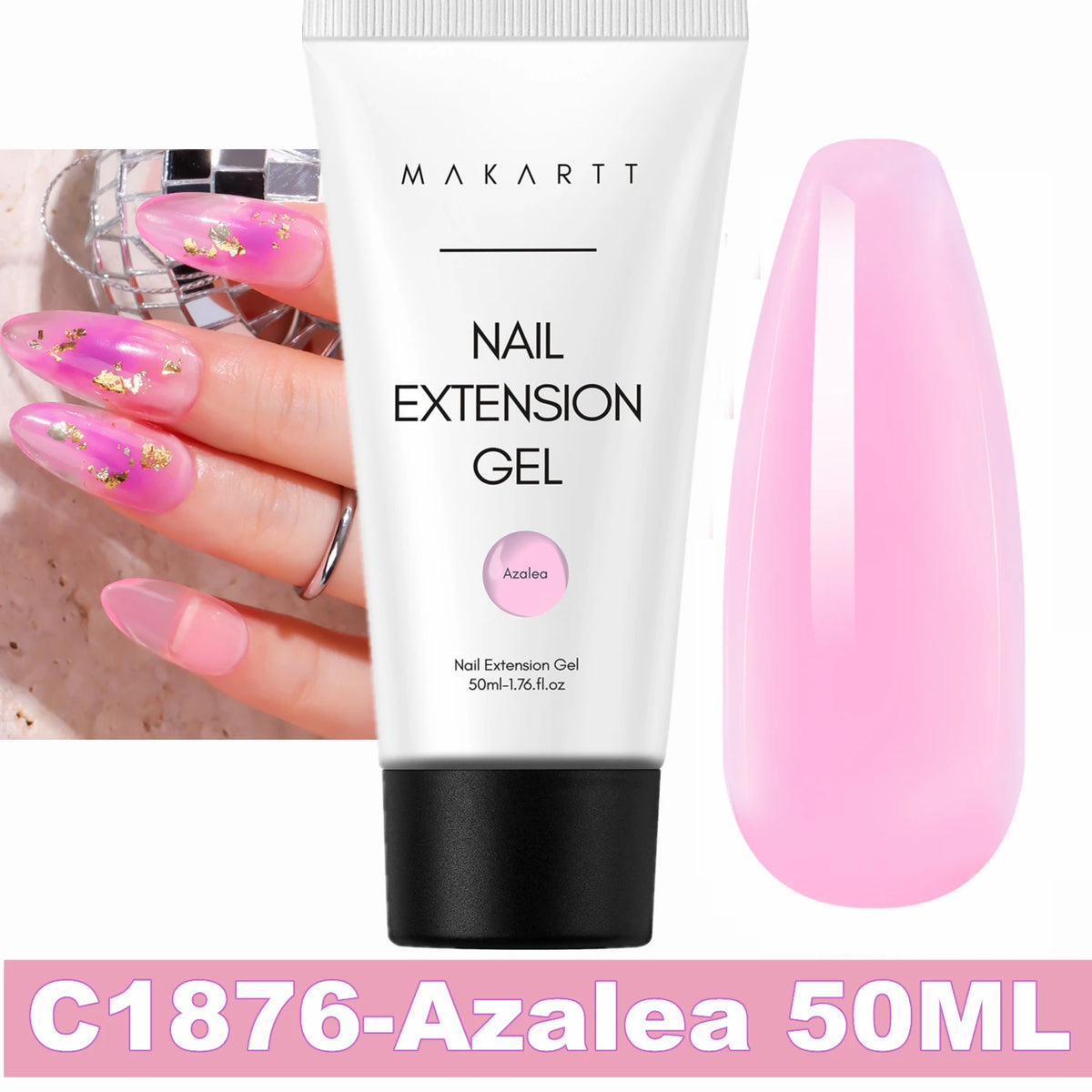 Makartt Poly Nail Extension Gel 50ML Hema Free Natural Pink Builder Gel UV LED Cured for Nail Art DIY Salon